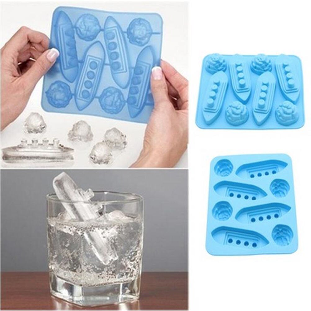 Silicone Titanic Shaped Ice Cube Mold Trays Ice Patterns Boat Iceberg Shape Carving Mold Mould Maker For Party Drink