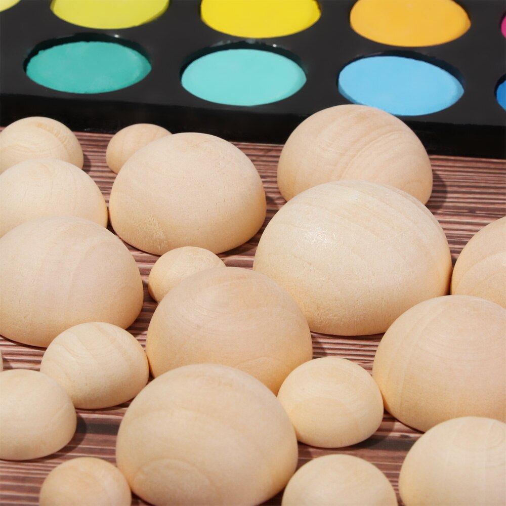 5/10 Pcs Eco-Friendly Natural Half Wooden Beads Wood Half-faced Split Round Balls for Home DIY Crafts Making Unfinished Supplies