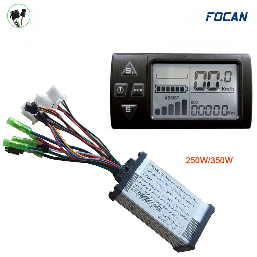 24V 36V 48V Electric Bicycle Controller with LCD Display Panel for Electric Bike 250W/350W Brushless Controller E-bike Accessory: 24V SM