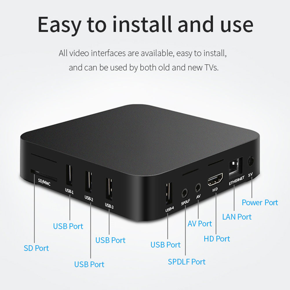 Android 12 Smart TV Box RK3228A Quad Core 2.4G e 5G Dual WiF Lettore video domestico Lettore multimediale TV 4K HD RAM 1GB ROM 8GB