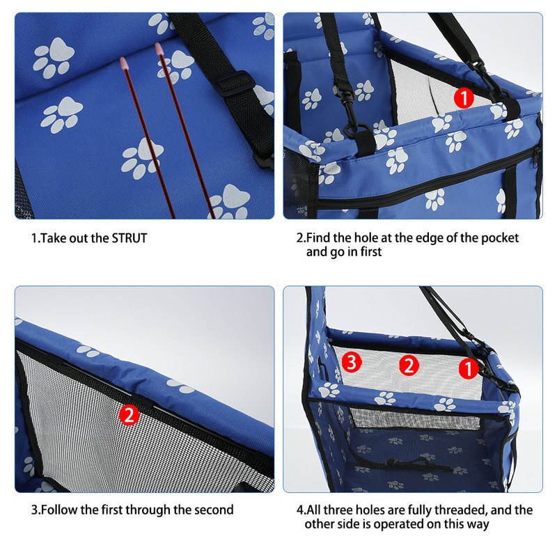Folding Dog Carrier Kennel Seat Booster Pets Travel Protector Dog Car Seat Cover Basket with Mesh Hanging Bag for Puppy Cats