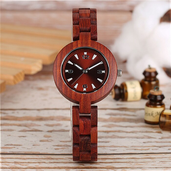 Natural Bamboo Wood Watches Ladies Fashionable Quartz Wristwatch Wooden Watch Female Clock Relogio Feminino zegarek damski: Multicolor