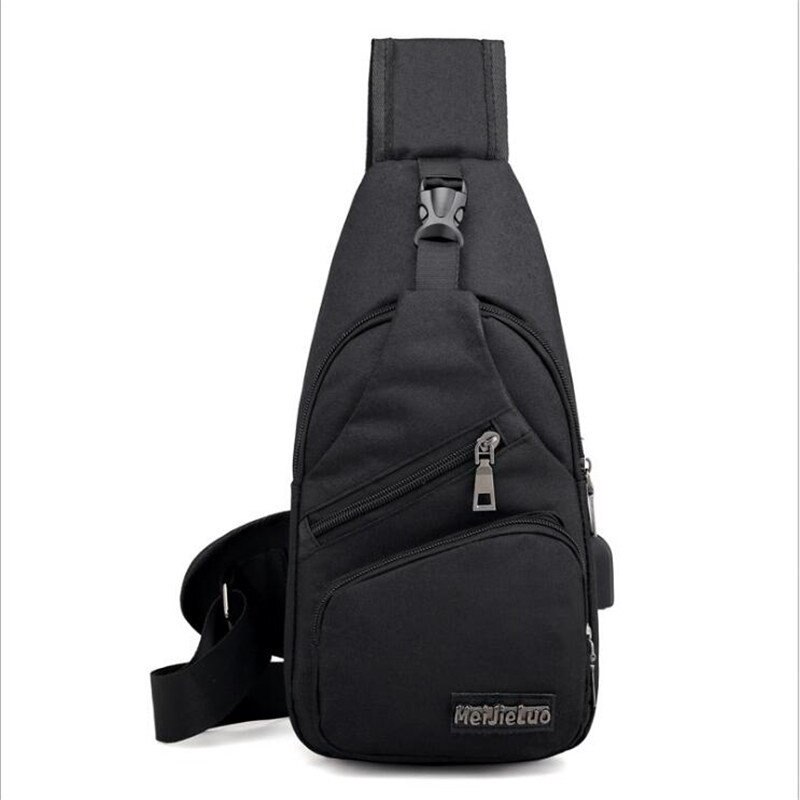 Men Messengers Bag Male Shoulder Bag USB Charging Crossbody Bags Men Anti Theft Chest Packs School Short Trip Bag: Black