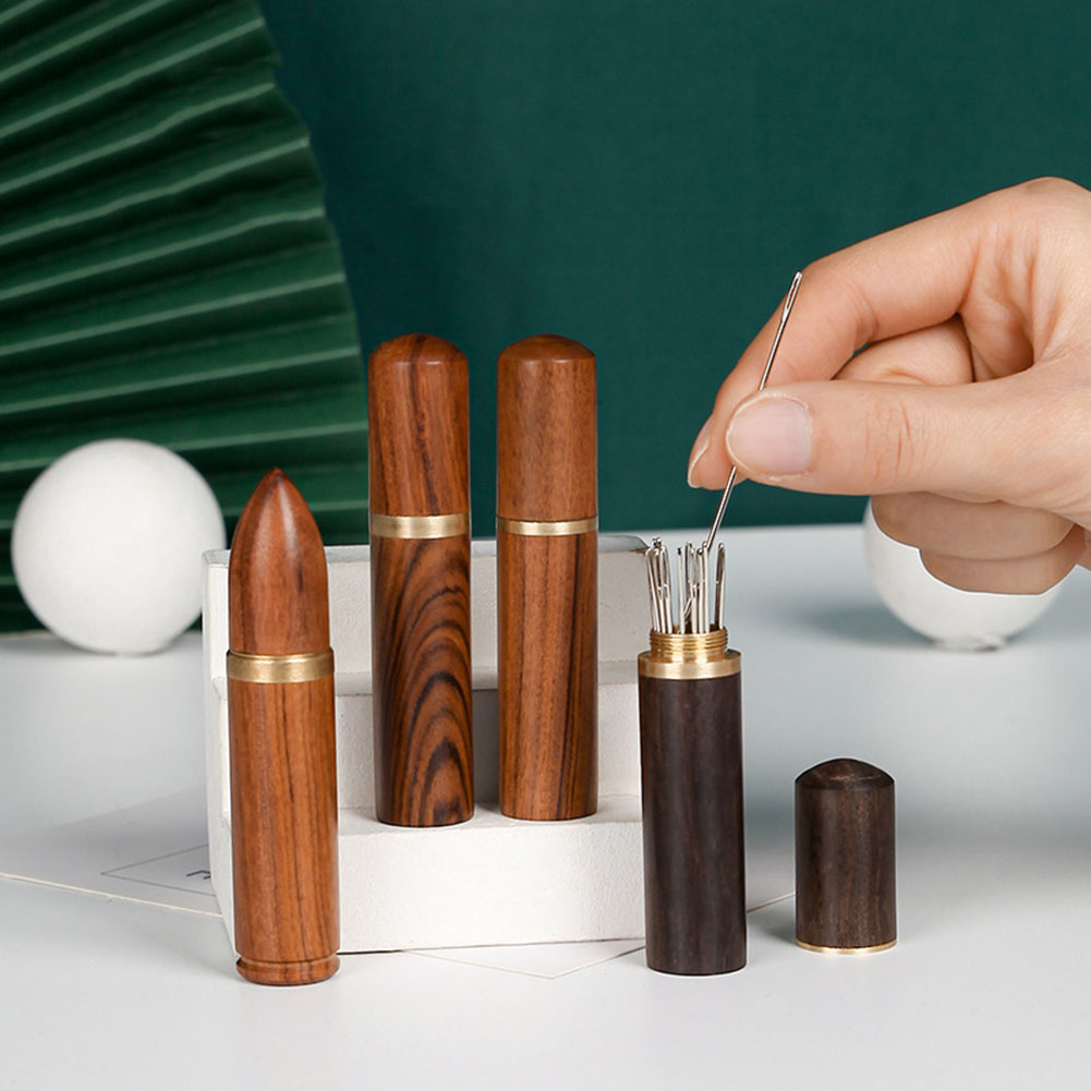 Sewing Needles Storage Crafts And Sewing Needles Storage Holder Wooden Box Sewing Needles Container Tube DIY Sewing Tools