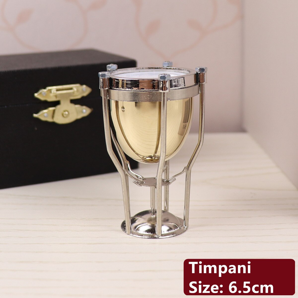 Dh Miniature Flute Clarinet Saxophone Trumpet Trombone French Horn Model Mini Musical Instrument Ornaments and Decoration: Timpani-6.5cm