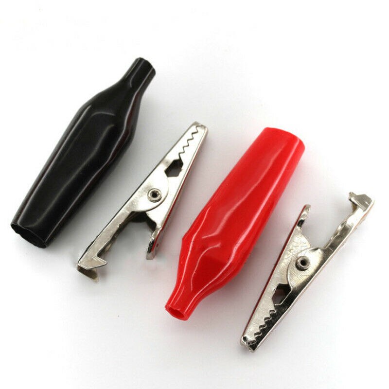 20pcs Alligator Clip Banana Clamps Black Red Soft Plastic Coating Test Probe Electrical Clamp Connector Battery Crocodile Clip