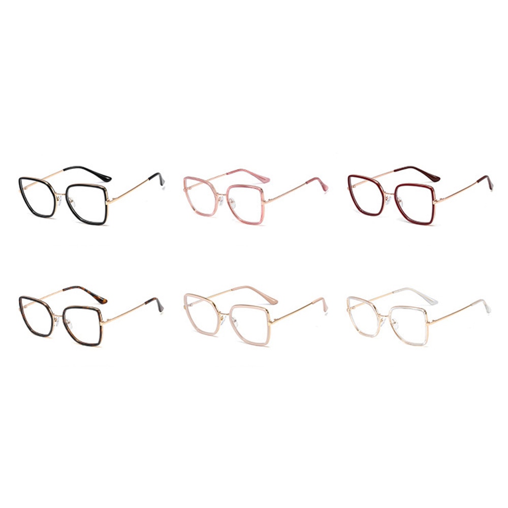 Peekaboo tr90 big glasses cat eye square clear lens pink woman eyeglasses prescription metal gold for ladies
