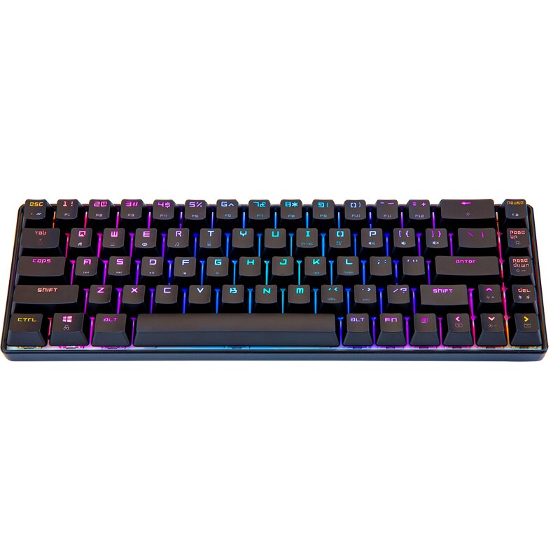 Magic Refiner-Teclado mecánico MK14 RGB para videojuegos, teclado con interruptor azul, rojo y marrón, antighosting, para PC, portátil y trabajo de oficina, 68 teclas: Black / Interruptor azul