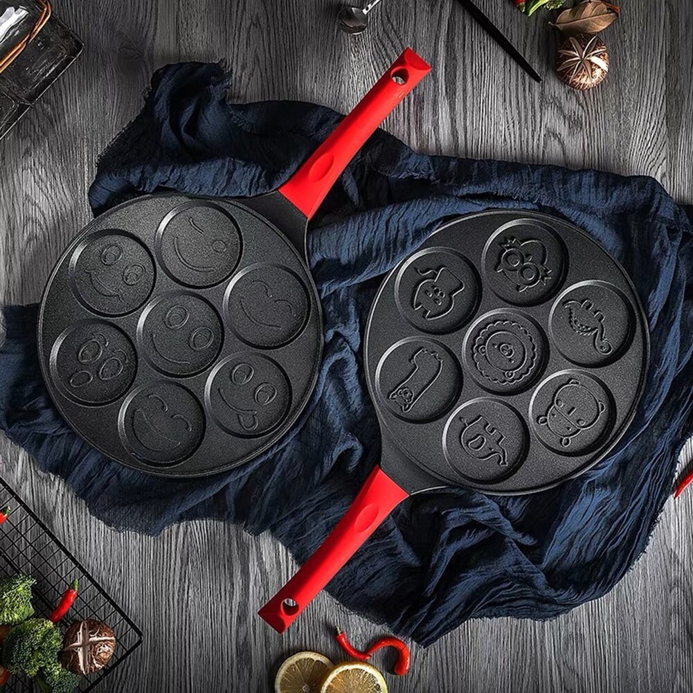 7-- håls frukost stekpanna non-stick våfflor maker omelett ägg mögel skinka pannkaka grill köksredskap köksredskap