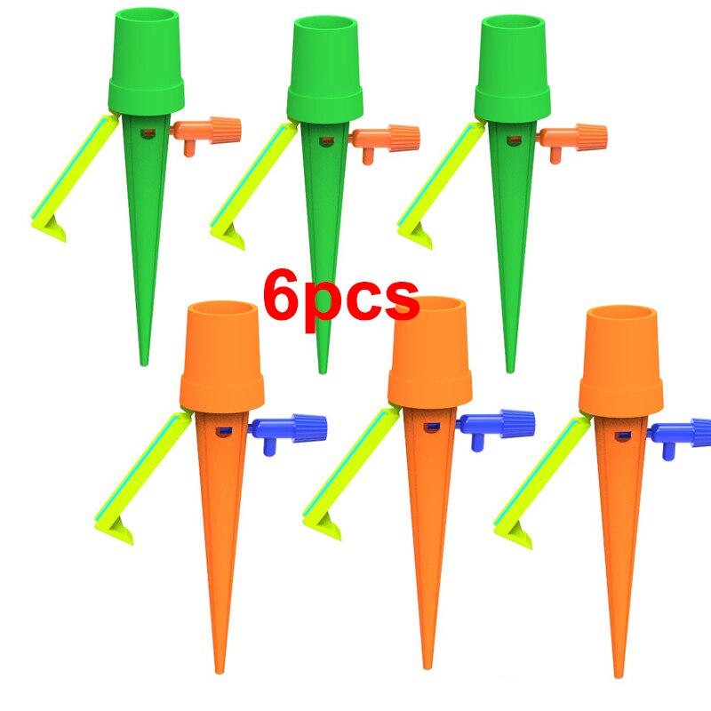 1-18PCS Auto Drip Irrigation Watering System Dripper Spike Garden Household Plant Watering Device Plant Garden Gadgets: 6pcs Random color