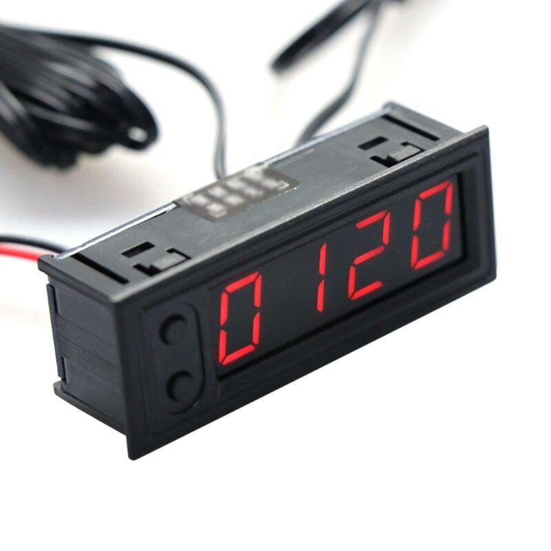 Multi Functional Clock Auto Car Display Temperature Battery Voltage Powered Monitoring Voltmeter Digital Time: Red