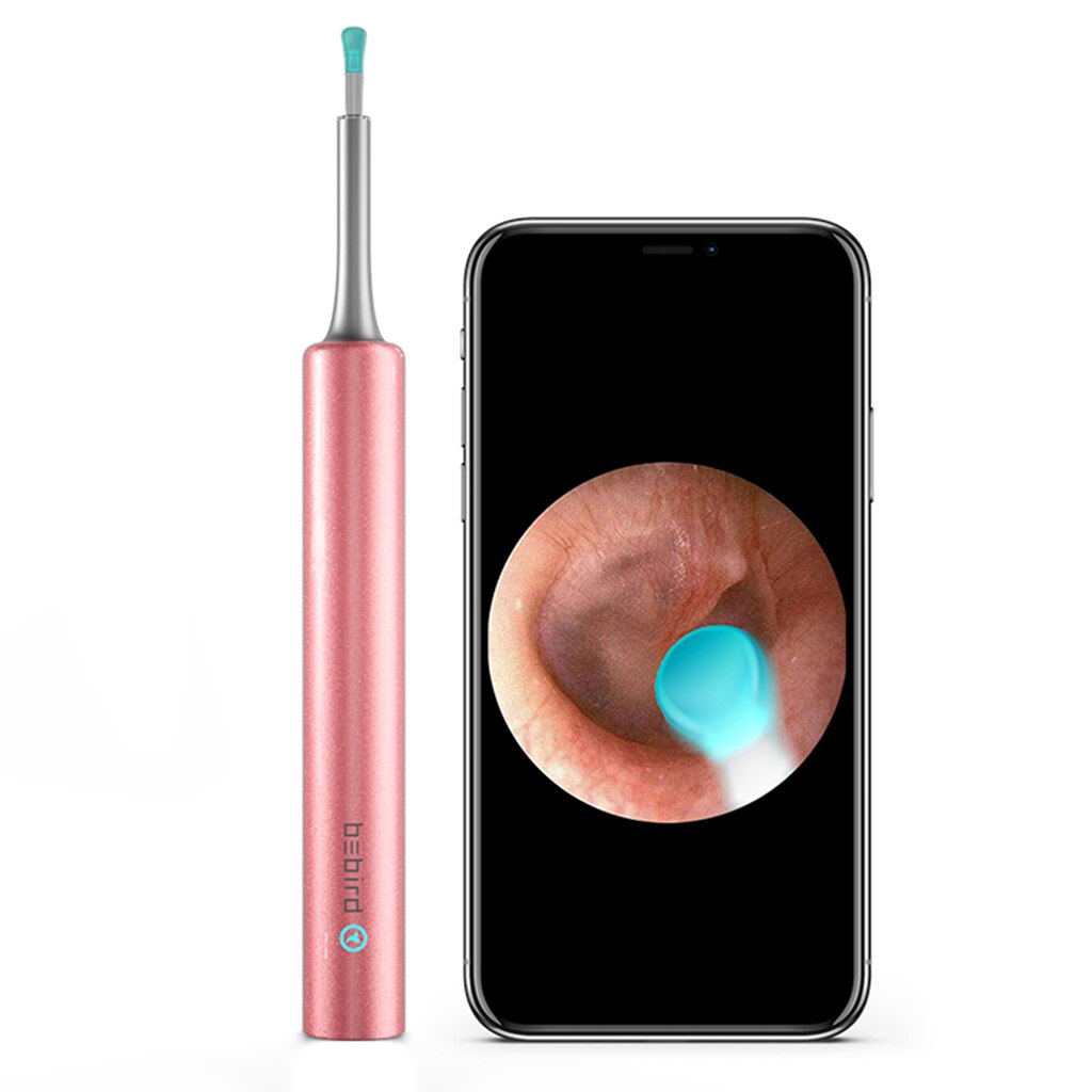 Bebird Ear Wax Cleaner Removal Endoscope Picker Soft Earpick Smart Visual Earpick Clean Care Curette Tool: Pink