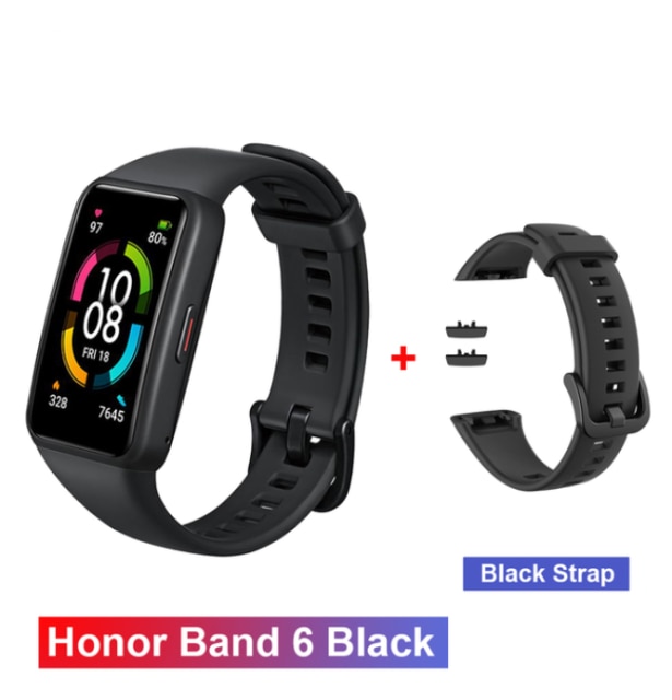 Original Honor Band 6 Multi-Language 1.47&quot; Full Screen SmartWristband Swimming Waterproof Touchscreen Heart Rate Monitoring: add Black  strap