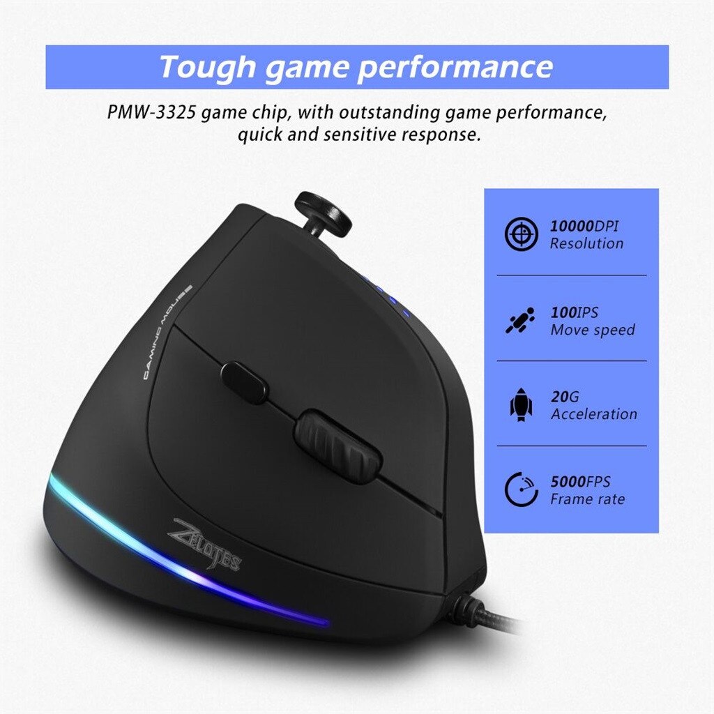 USB Rechargeable Wireless Mouse 2.4GHz Vertical Gaming Mouse 1500-10000 DPI Ergonomic Computer Mice for PC Laptop Office Game