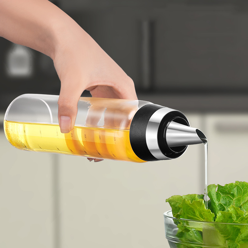 Olivoljedispenser flaska glas oljeflaska 17oz läcktät krydda behållare olja vinäger cruet flaska kökssås dispenser