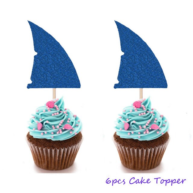 Ocean Shark Disposable Tablecloth 120*180cm Cute Shark Baby Shower Boy Party Decor Shark Cupcake Toppers Supplies: No.10