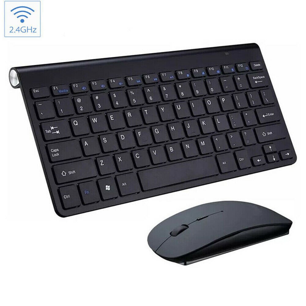 2.4G Wireless Keyboard And Mouse Set Multimedia Keyboard Mouse Combo Set For Notebook Laptop Desktop PC TV With USB Receiver: Black