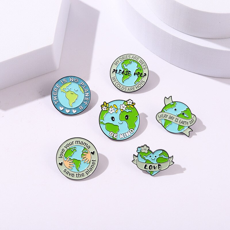 Creativo serie di protezione ambientale verde spilla in lega personalità della moda ambiente per la cura della terra accessori per Badge selvatici