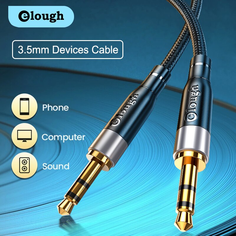 Elough AUX Cable Jack 3.5mm Audio Cable 3.5 MM Jack Speaker Cable for Headphones Car Xiaomi Redmi 5 Plus Speaker Extender