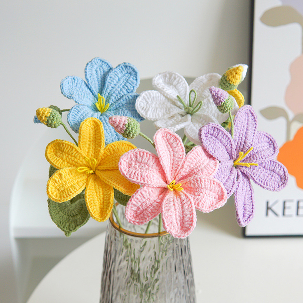 Flores creativas de punto de Paulownia, ramo tejido de ganchillo, decoración de boda, flores falsas, decoración de escritorio