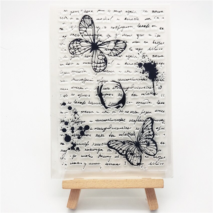 11x16CM noir arbre transparent joint clair timbres silicone joint rouleau timbres album à faire soi-même album/carte production pâques: butterfly poetry