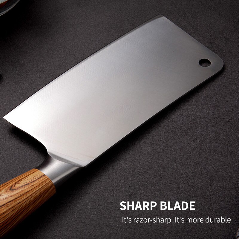 Kitchen Cleaver Knife Chef 4CR13 German Stainless Steel Forged Meat Full Tang Chopper Chinese Santoku Butcher Cook Tool