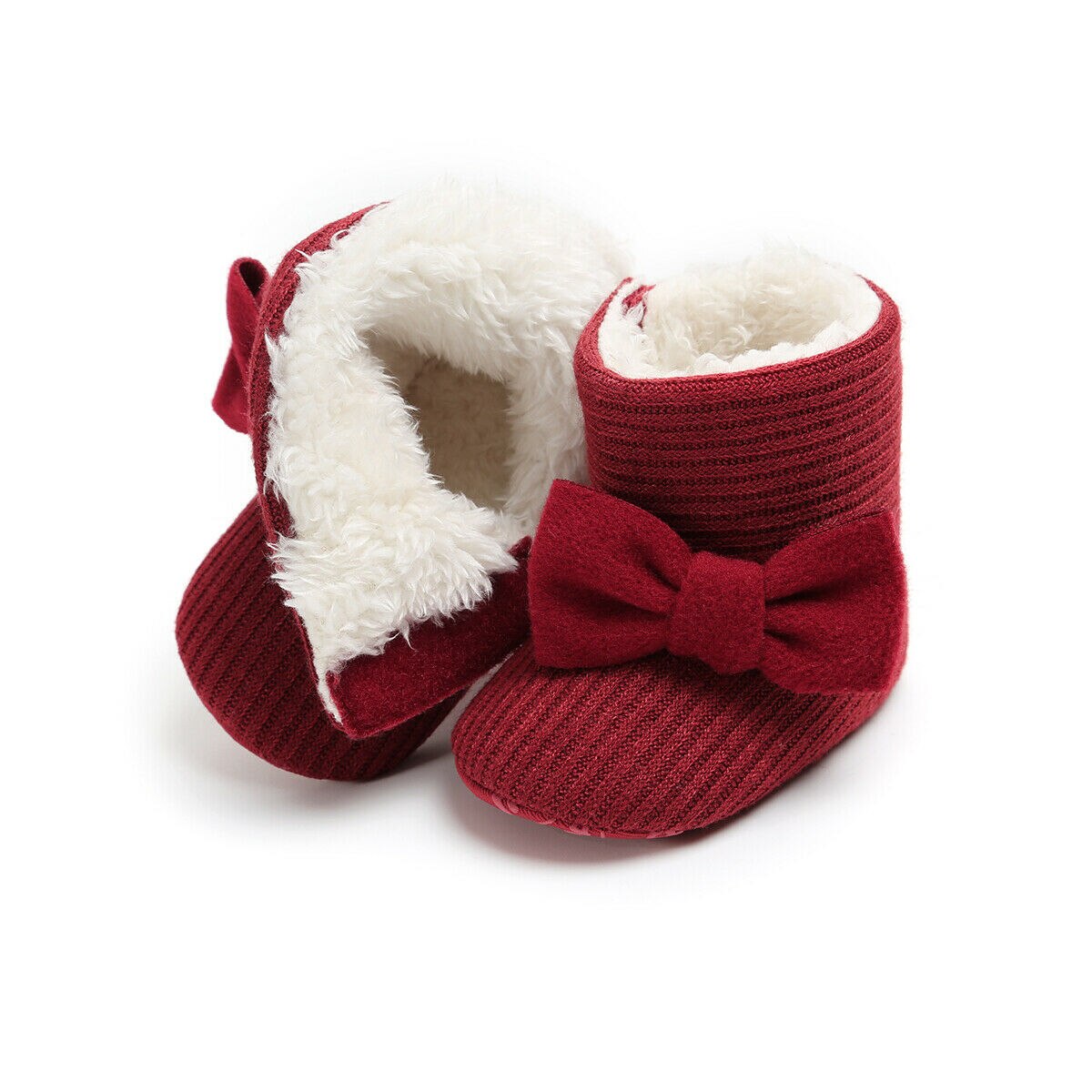 Enfants hiver Adorable botte de neige doux bébé noeud papillon bottes d'hiver chaussures enfant en bas âge coton chaussures chaudes coton chaussons en peluche