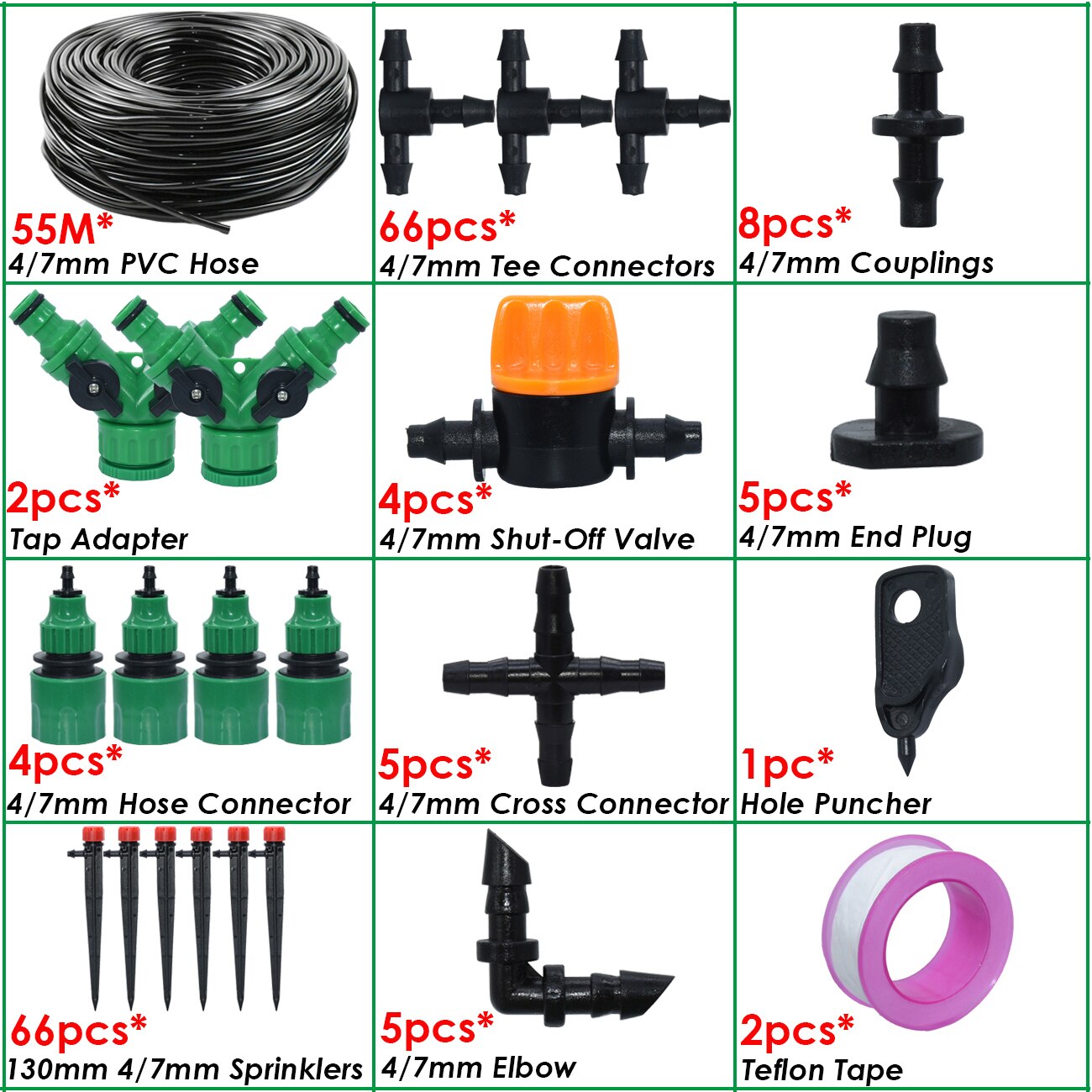 10-50M Garten 4/7mm Schlauch Automatische Tropf Bewässerung Bewässerung Bausatz System 1/4&#39;&#39; Durcheinander Nebel Düsen für Rasen Topfpflanze Gewächshaus