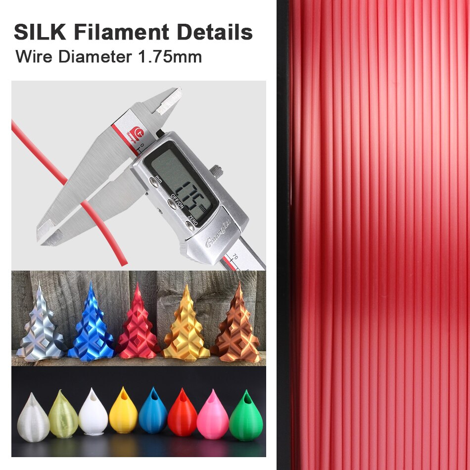 Enotepad 3D printer PLA Filament 1.75mm Tolerance +/-0.02mm SILK Filament 100% no bubble tangle free With Vacuum bag packing