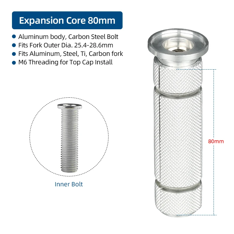 Plugue de compressão de bicicleta, parafusos de expansão de fone de ouvido, inserção de tigela, montagem de tampa superior, 1 1/8 ", porcas expansoras, âncora de garfo de carbono: Azul