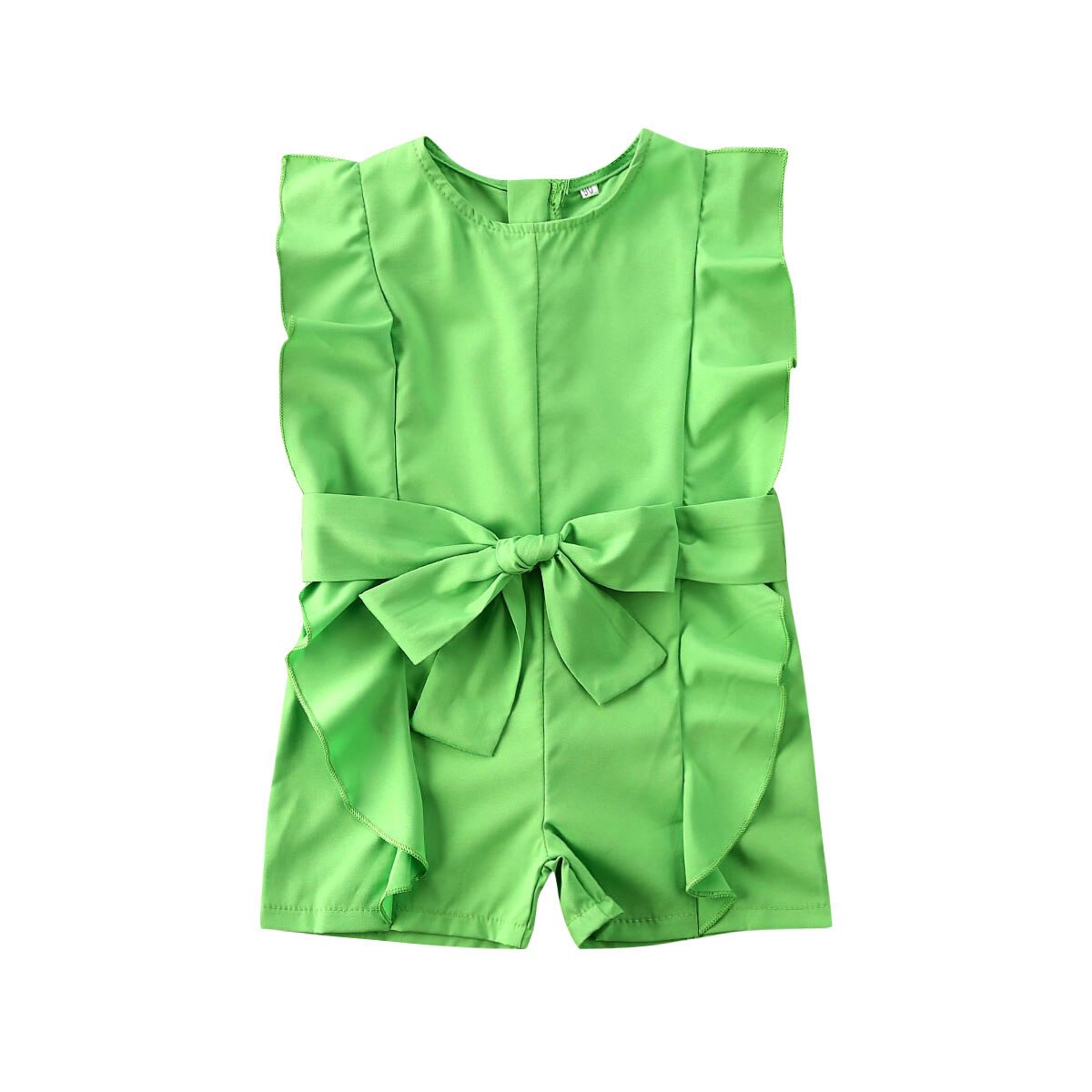 Peuter kind baby meisje 1t-5t rompertjes chiffon ruches mouwloos effen romper jumpsuit kleding outfit zonnepak: Groente / 18m