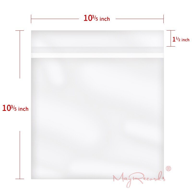 25 Clear Resealable 4 Mil Plastic Vinyl Record Outer Sleeves for 10'' Record Cover