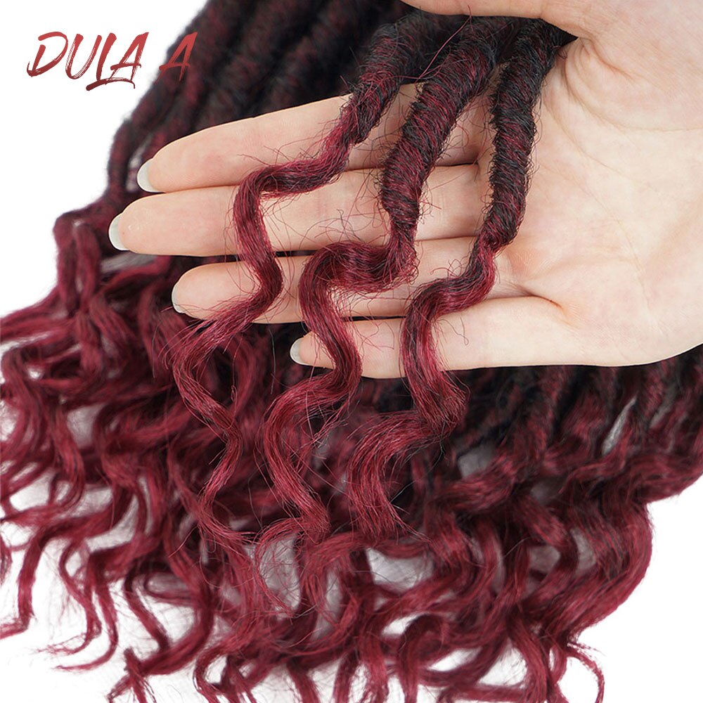Dula A Bohemian Crochet Braids Faux Locs Curly Crochet Hair 18inch 24 Strands Ombre Braiding Extensions Synthetic Hair