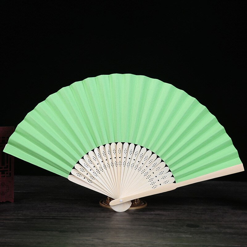 10 Pcs / Lot Pattern Folding Dance Paper Hand Fan Wedding Party DIY Favors: green