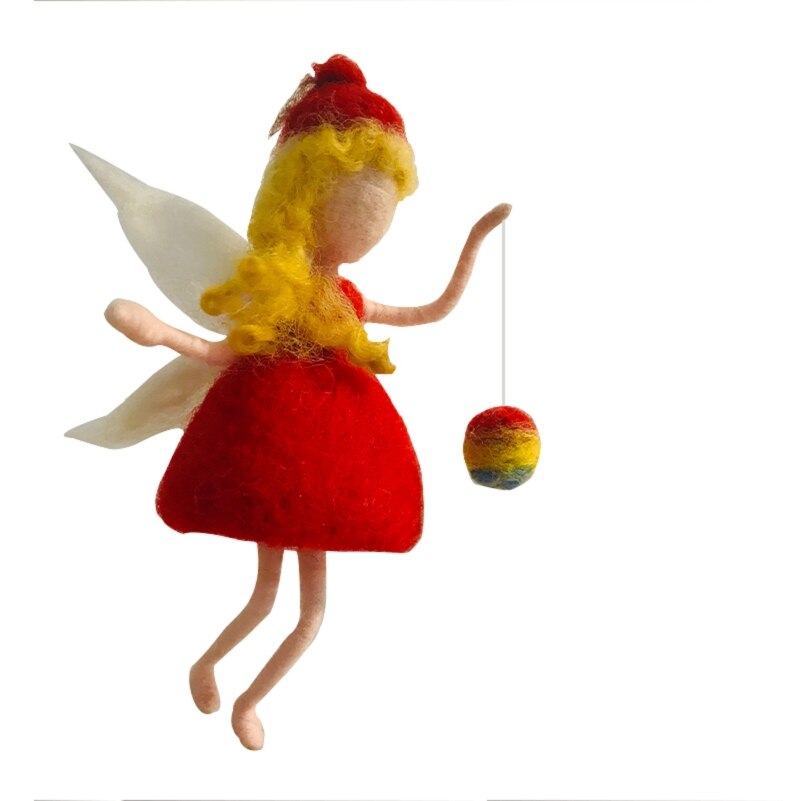 Flower Fairy Needle Felting Kits, Elf Felting Supplies, for Mom, Grandma, Video Instruction for Beginner, Height 10cm (4"): F