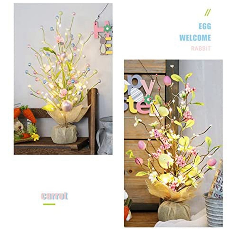 Table Easter Tree Artificial Tree With LED Light And Egg Artificial Bonsai Tree Desk Tree Lamp Night Light For Easter
