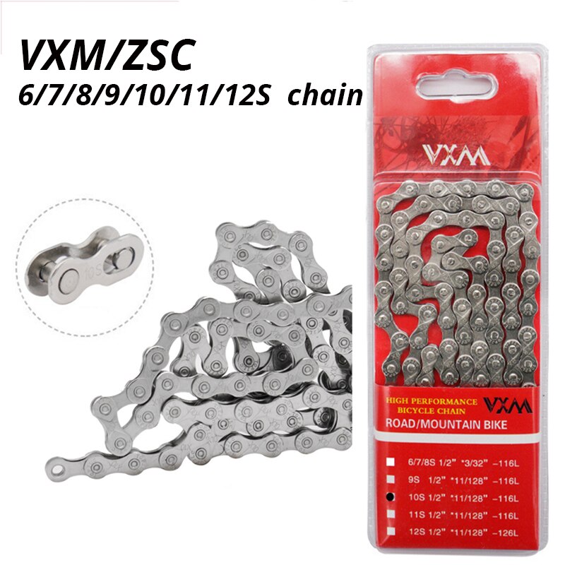 VXM ZSC-Cadena de plata antioxidante para bicicleta, eslabón rápido básico de 116L, 6, 7, 8, 9, 10, 11, 12 velocidades, SHIMANO HG53, HG54, HG601, M6100