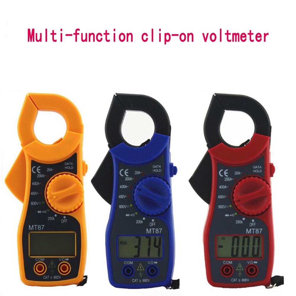 LCD Digital Ohmmeter Meter Voltmeter Multimeter Tester Ammeter Volt DC Wish Clamp AC MT-87 universal voltage and current meter