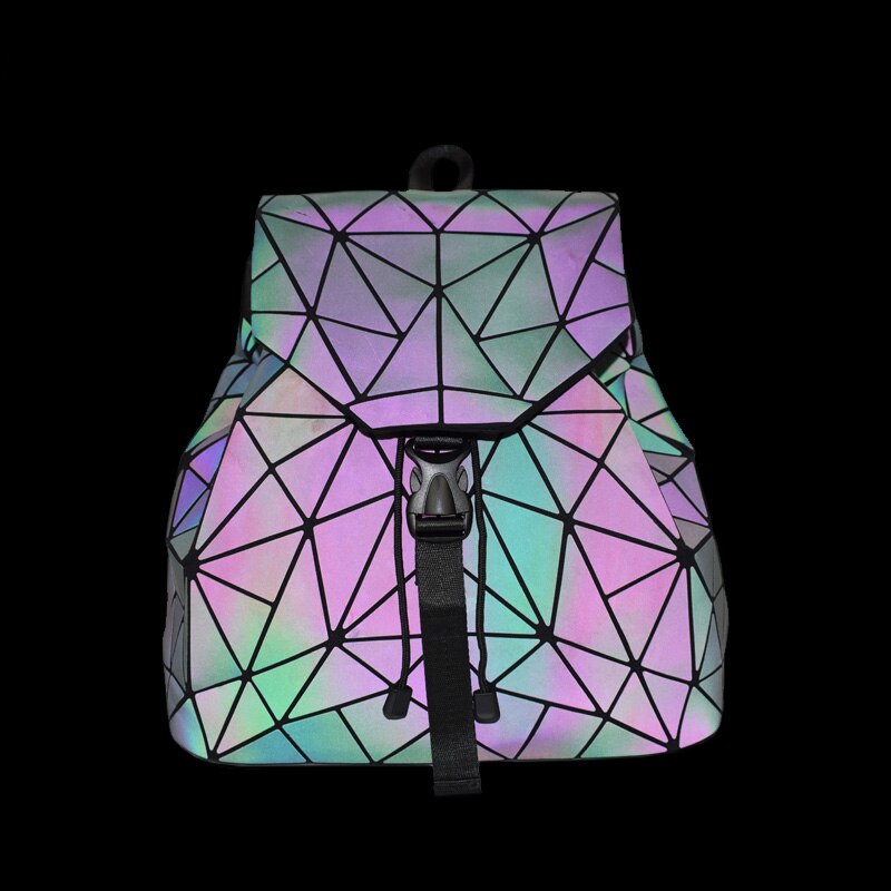 Bao-Mochila con cordón luminoso para mujer, morral diario con geometría, mochilas escolares plegables para adolescentes