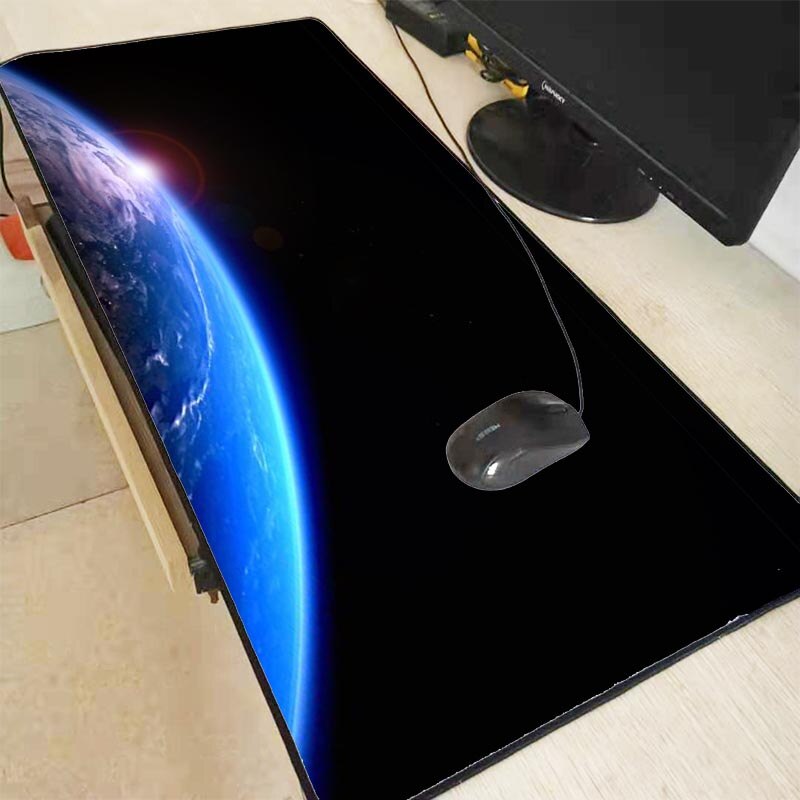 Mairuige Earth Space RGB Gaming Thicken Mousepad 30x80/40x90CM Large LED Lighting Mouse Pad Desk Pad Keyboard Mat XXL for CSGO: NO LED 400X900X3MM