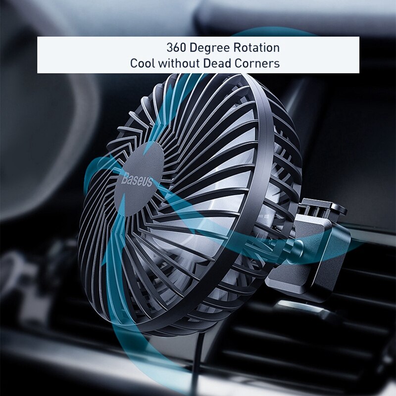 Baseus Auto Fan Koeler Airconditioner Vent Roterende Stille Ventilator Usb 3 Speed Verstelbare Fan Cooling