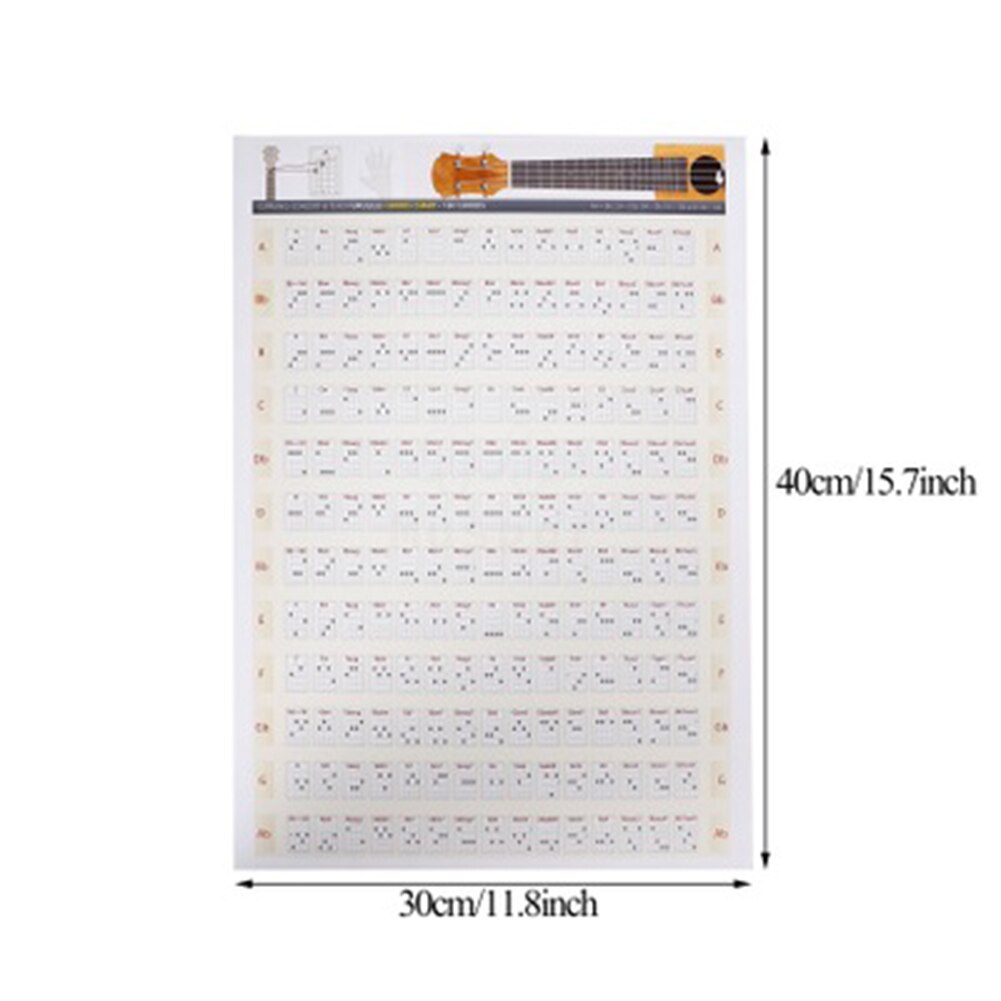 Ukulele Chord Chart Sticker Ukelele Music Education Guitar Chord Chart for Beginner MVI-ing