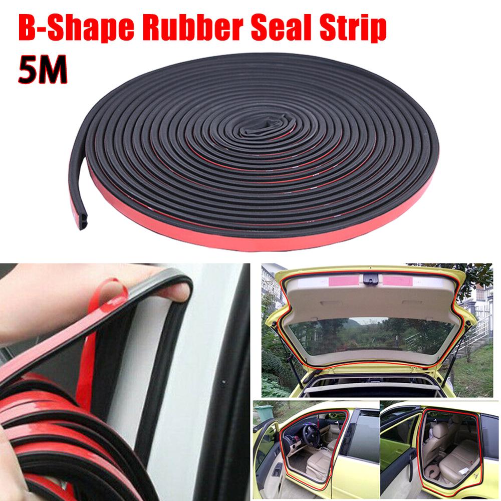 5M B Shape Car Door Seal Strips Weatherstrip Rubber Seals Sound Insulation Sealing Sticker Decoration Strip Car Interior