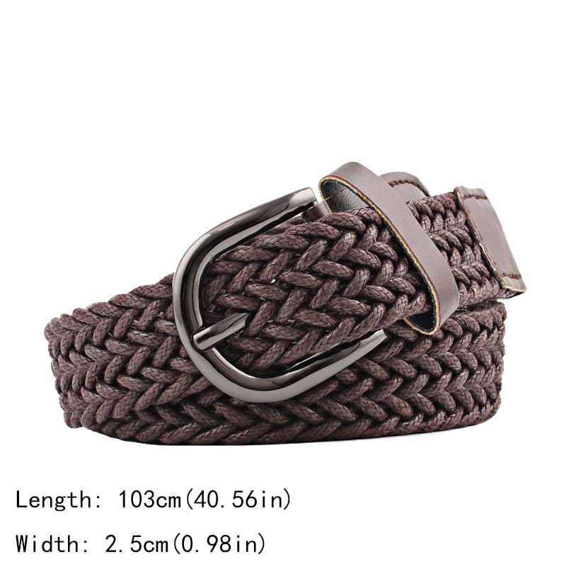 Unisex Casual Woven Belt Child Elastic Belts Men Canvas Elastic Belt Knitted Thin Waist Belts Jeans Alloy Pin Buckle Waistband: Silver