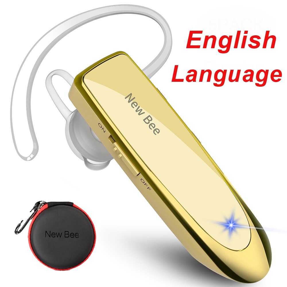 Nuovo Ape Auricolare Bluetooth V5.0 Auricolare 24H Tempo di Conversazione Senza Fili Handsfree del Trasduttore Auricolare Con CVC6.0 Cancellazione del Rumore Mic per I Telefoni: English Gold