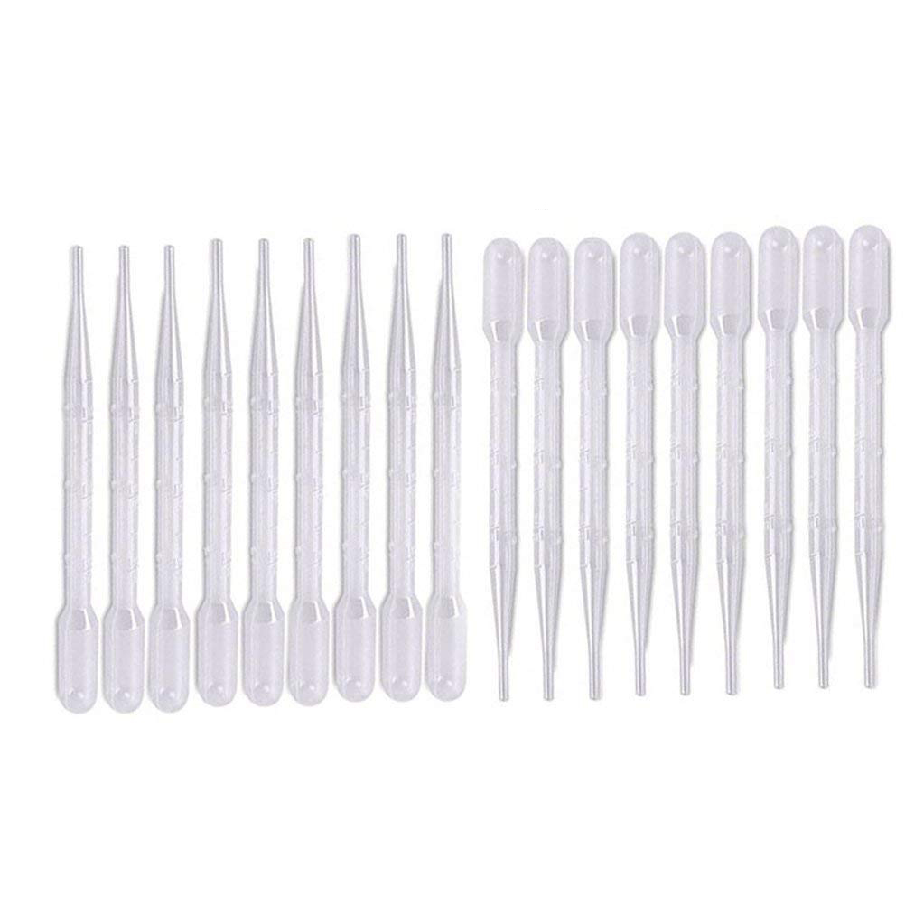5 Sizes Plastic Beakers Measuring Cups Set(50, 100, 250, 500, 1000ML) and 20 Pack Clear 3ml Graduated Transfer Pipettes