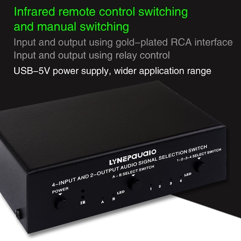 4 in 2 Out Audio Frequency Signal Select Shift Device/Audio Frequency Shift Device/with Remote Control Shift Function