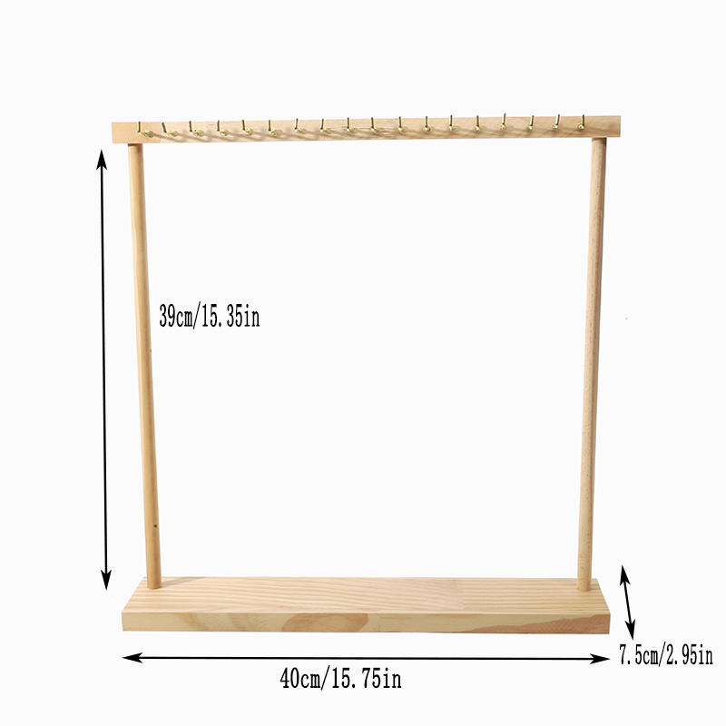 Soporte de exhibición organizador de joyas con gancho 12/18, estante de madera para colgar collares, estante de encimera para pendientes, pulseras, escaparate, estante de almacenamiento: Negro