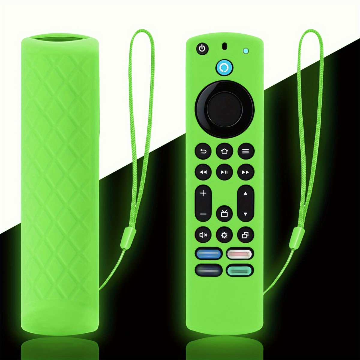  Silicone Remote Case Glow in The Dark for Firetv 4K Max (2nd)/Insignia/Pioneer/Omni (QLED) Series with Lanyard, Lightweight Ant: green