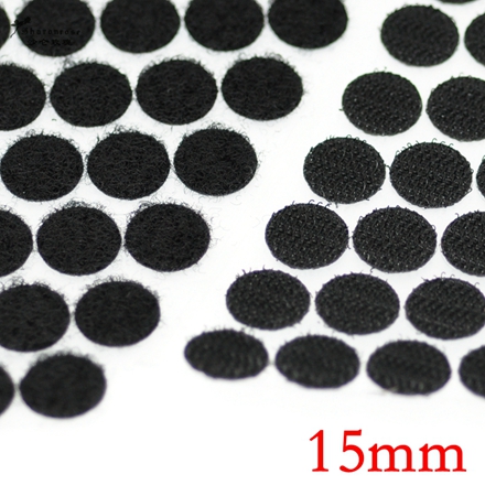 50 pares de ganchos adhesivos mágicos de nailon de doble cara, lazos de discos redondos de costura con cinta de sujeción, accesorios para manualidades: 15mm Black
